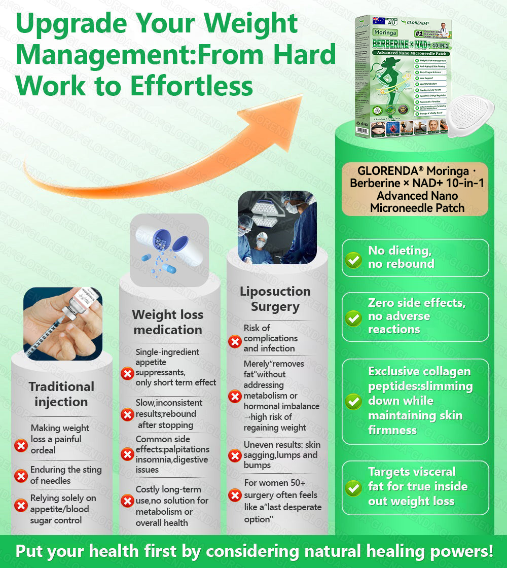 Official Store | 🍁 GLORENDA® Moringa · Berberine × NAD+ 10-in-1 Advanced Nano Microneedle Patch 🇦🇺 (Just once a day, visible changes in 7 days) ✅ For obesity, loose skin, diabetes, sleep apnea, joint issues, and more