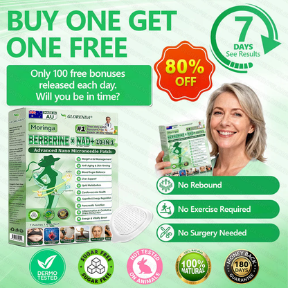 Official Store | 🍁 GLORENDA® Moringa · Berberine × NAD+ 10-in-1 Advanced Nano Microneedle Patch 🇦🇺 (Just once a day, visible changes in 7 days) ✅ For obesity, loose skin, diabetes, sleep apnea, joint issues, and more