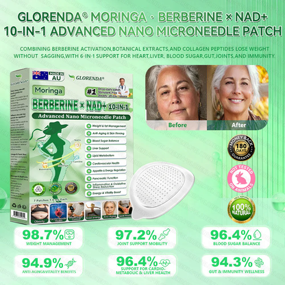 Official Store | 🍁 GLORENDA® Moringa · Berberine × NAD+ 10-in-1 Advanced Nano Microneedle Patch 🇦🇺 (Just once a day, visible changes in 7 days) ✅ For obesity, loose skin, diabetes, sleep apnea, joint issues, and more